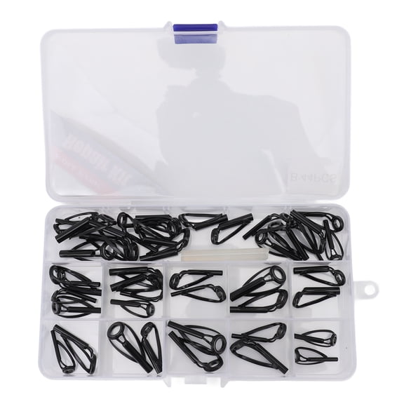 BIMZUC 44pcs Fishing Rod Tip Stainless Steel Ceramic Fishing Pole Guide Ring Fishing Rod Repair Kit