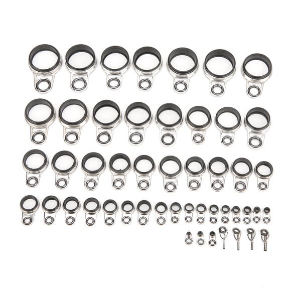 BIMZUC 49 in 1 Set Universal Rock Casting Tackle Fishing Rod Guides Line Rings Top Tips, Durable Stainless Steel and Ceramic Repair Kit, 0.04-0.87 inches / 1.0-22.0 mm