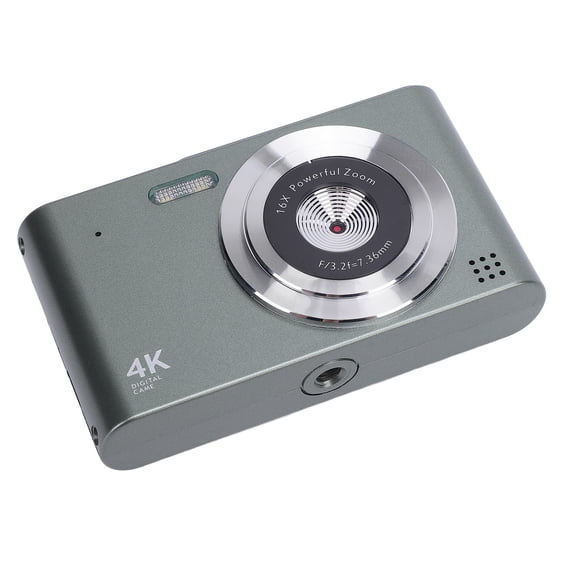 BIMZUC 4K Digital Camera 48MP 16x Zoom Compact Point and Shoot Vlogging Camera for Travel Students Beginners with 2.4 inches / 6.1 cm IPS Screen Anti Shake Video Recording Built-in Flash Green