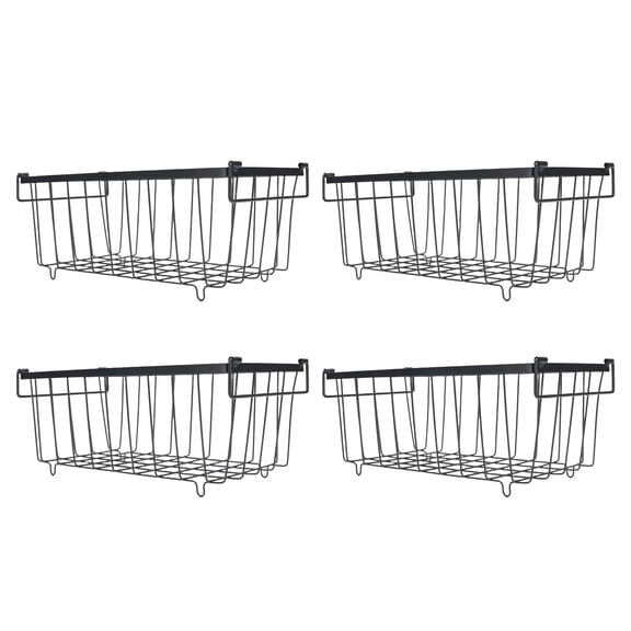 BIMZUC 4PCS Chest Freezer Storage Baskets Metal Wire Food Organizer for Refrigerated Cabinet Pantry Deep Freeze Bin Net Frame Rack Shelves Set (14.6 x 7.1 x 6.1 inches / 37 x 18 x 15.5 cm)