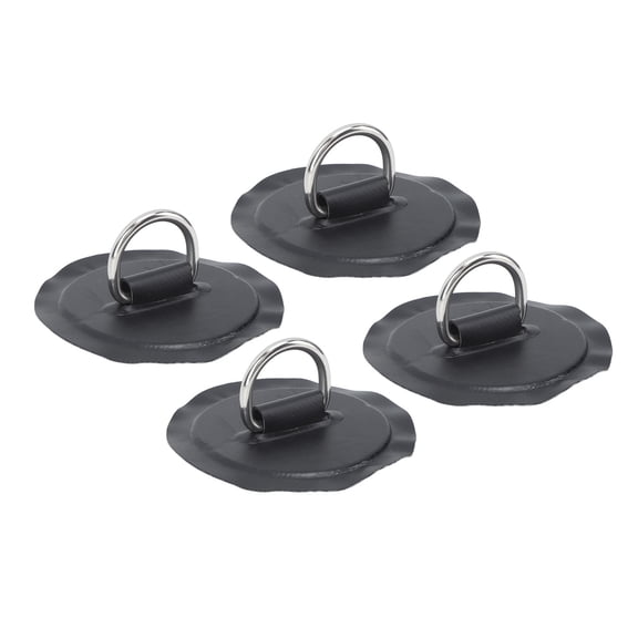 BIMZUC 4PCS D Ring Patch PVC Round Stainless Steel Pad for Boat Raft Paddle Board Black 3.9 in / 10 cm