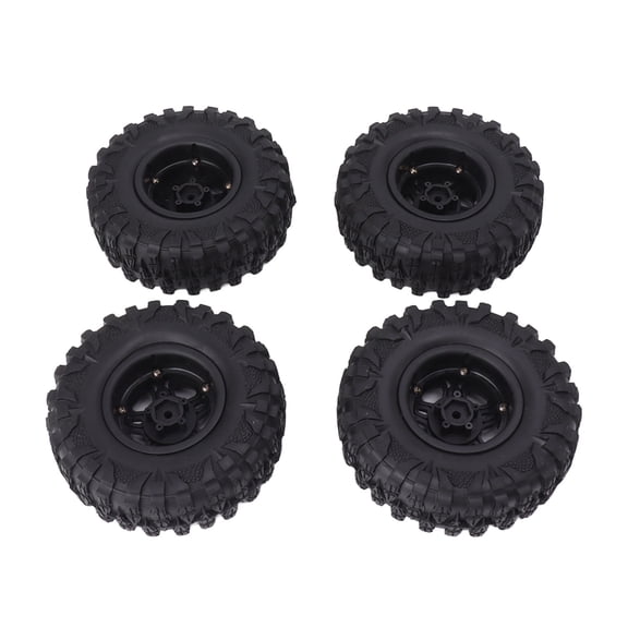 BIMZUC 4PCS RC Tires 2.2in Black Rubber Car Wheels Replacement with Plastic Rims for 12mm Hex