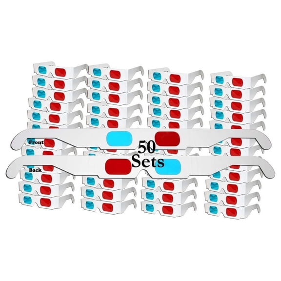 BIMZUC 4Pcs 3D Cardboard Glasses Red & Cyan Anaglyph Glasses for 3D Viewing on TV & Movies (4 Pack)