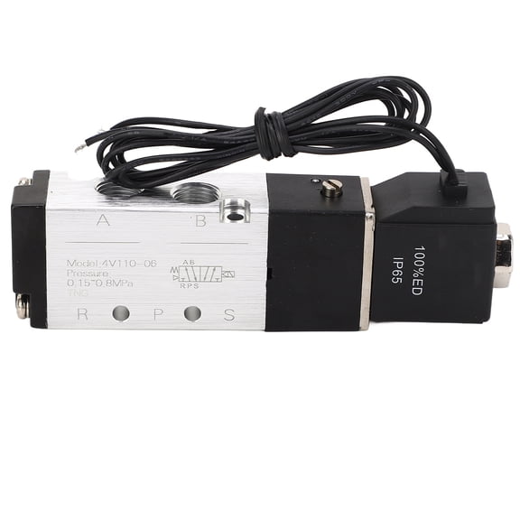 BIMZUC 4V110-06 Pneumatic Solenoid Valve with Wire 2-Position 5-Way IP65 Air Control Directional Valve DC12V (4.33 in / 11 cm)