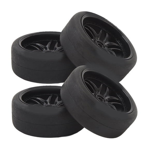 BIMZUC 4pcs RC Tires Wheels Rims Sets 12mm Hex Width 26mm for 1/10 RC Racing Car Drifting Car Black