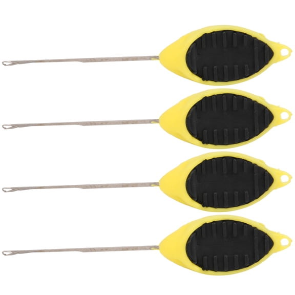 BIMZUC 4pcs Threading Crochet Hook Single Head Rigging Needle Portable Fishermen Fishing Tool, Heavy Duty Knot Tying Tool for Parts Difficult to Operate by Hand, 3.5 inches / 8.8 cm