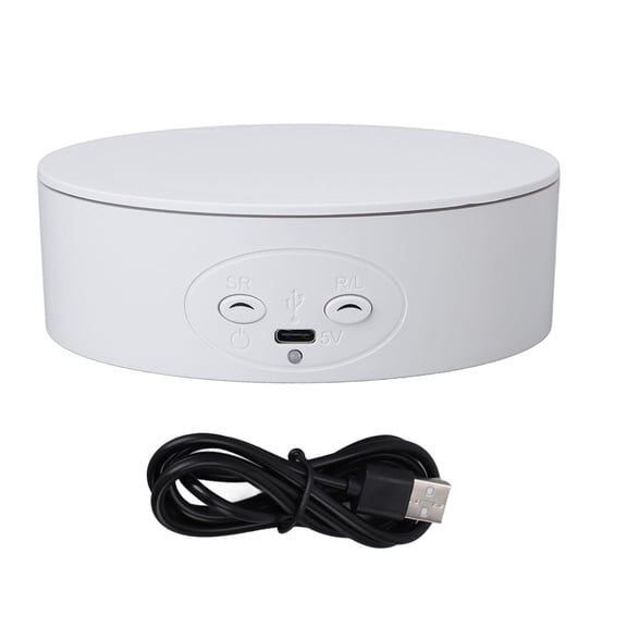 BIMZUC 5" 360 Electric Rotating Display Stand 13cm Diameter, 3kg Load, USB/AAA Power, 1220s Turn, LowNoise<50dB Ideal for Jewelry, 3D Models, Video Shoots