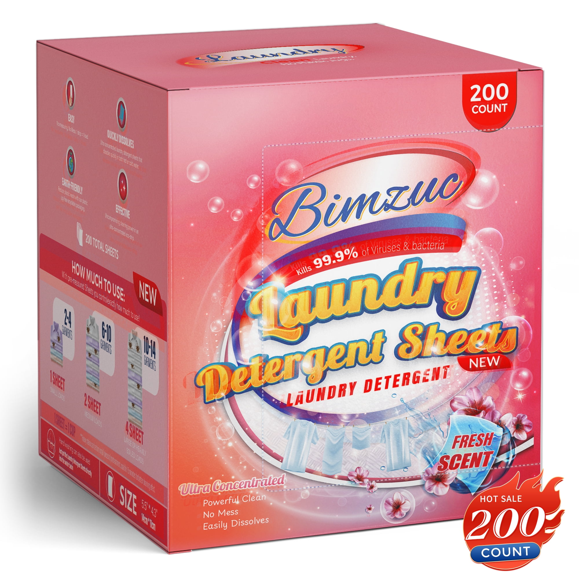 BIMZUC 5 Laundry Sheets, Laundry Detergent Sheets Up to 10 Loads