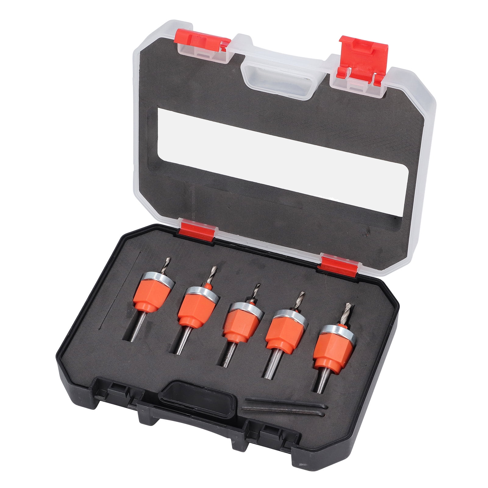 BIMZUC 5 Pcs Countersink Drill Bit Set, 2.8mm to 4.0mm Adjustable Depth Countersunk Hole Opener with Hex Wrenches and Storage Box, High Speed Steel Woodworking Tools Accessories
