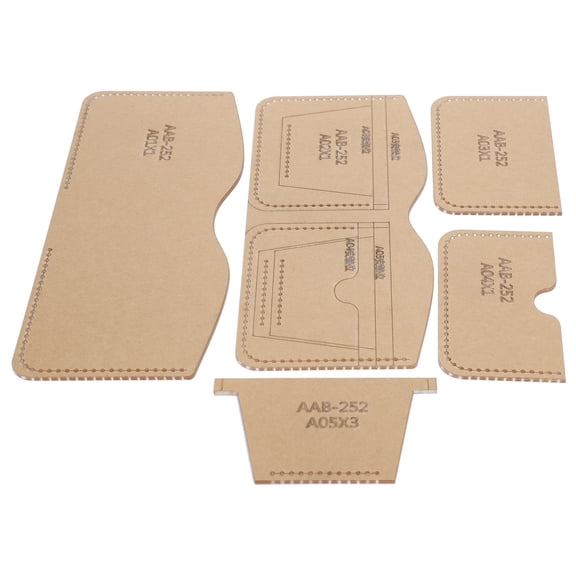 BIMZUC 5-Piece Acrylic Template Set for Short Wallets DIY Handmade Leather Pattern Mold Craft Tools Kit (8.3 inches / 21.0 cm) - Clear Crafting Essential