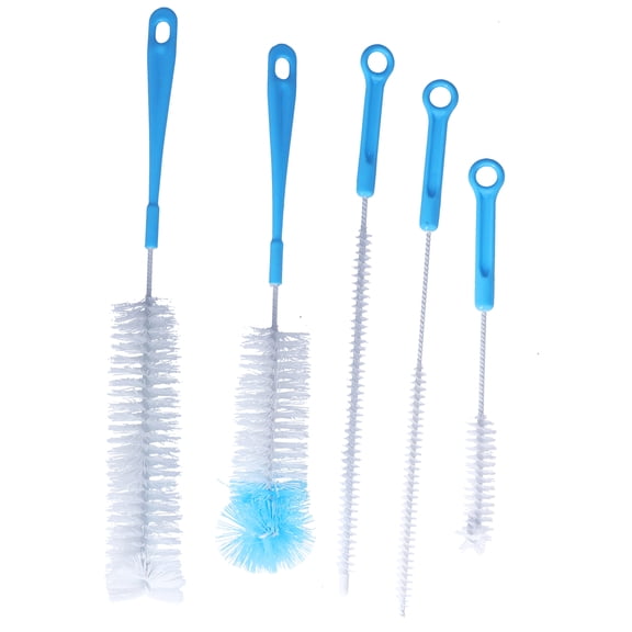 BIMZUC 5-Piece Cleaning Brush Set Long Handle for Narrow Neck Bottles Cups and Straws Blue