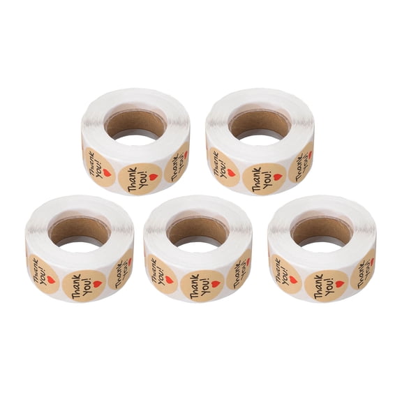 BIMZUC 5 Rolls 2500 Pieces Round Stickers 1 Inch Diameter / 2.54 cm Kraft Paper Labels for Crafting, Present Packaging, Envelope Sealing, Baking, Small Business