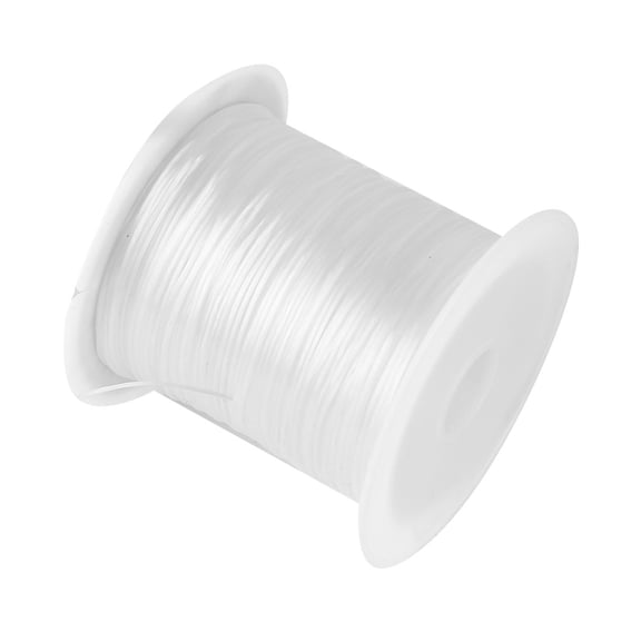BIMZUC 5 Rolls Crystal Line Beads String Wire Elastic Thread for Jewelry Making DIY Bracelet Necklace, White (10m / 393.7 in per roll)