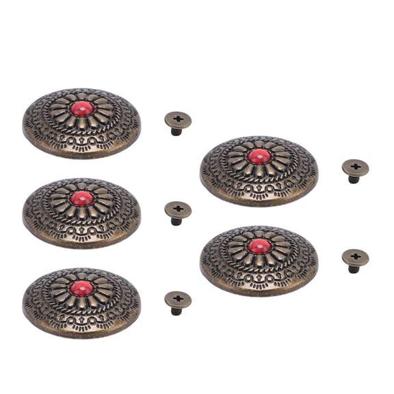 BIMZUC 5 Set Screw Back Button 30mm / 1.18 inches Turquoise Round Conchos with 4.5mm Crossing Screw for Belts Bags Shoes Clothing Repair Decoration
