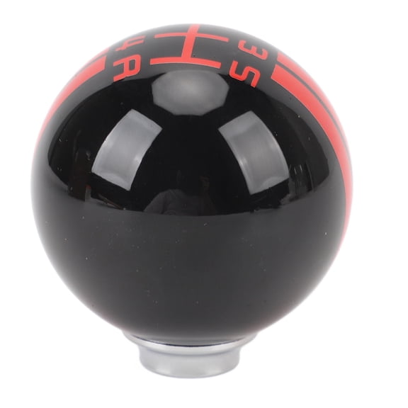 BIMZUC 5 Speed Shift Knob Round Ball Manual Shifter with 3 Adapters for Mustang 1967-2018 Black Red Accent 3.54 inches / 9 cm