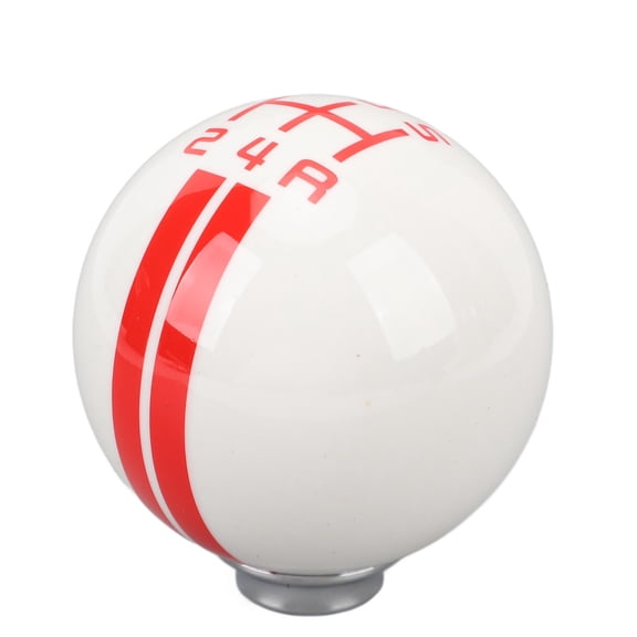 BIMZUC 5 Speed Shift Knob Round Ball Manual Shifter with 3 Adapters for Mustang 1967-2018 White Red Accent 3.54 inches / 9 cm