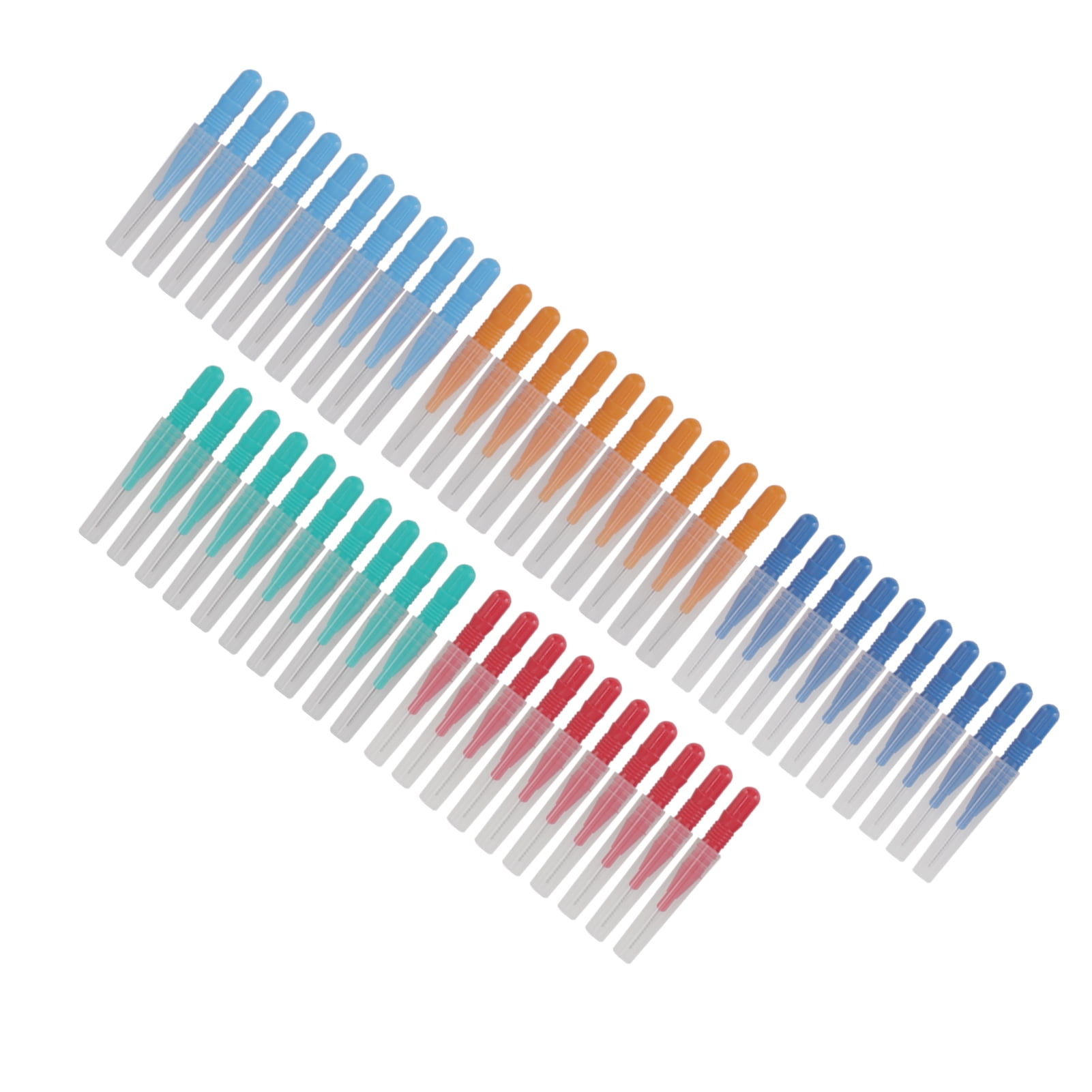BIMZUC 50 Pcs Interdental Brushes, Tight Tooth Spacing Floss Cleaners for Plaque Removal, Oral Dental Health Picks & Tools (Red, Blue, Yellow, Green) 5.5 inches / 14 cm Length