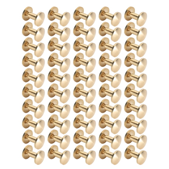 BIMZUC 50 Sets Brass Leather Fasteners Kit Rivets for Binding Belt Strap Collar Back Screws, Arc Shaped Bookbinding Hardware Rivet Tools, Slot Screw 10x10mm 10x6mm (0.39x0.39 in / 10x10 mm)