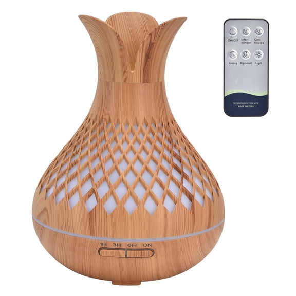 BIMZUC 500ml Aromatherapy Humidifier Wood Grain Diffuser with Remote