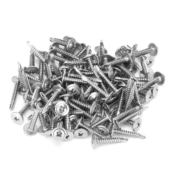 BIMZUC 500pcs M4.2 x 25mm (1 inch) 410 Stainless Steel Self Tapping Screws, Crossed Grooves Deep Thread Hardware Screws Set