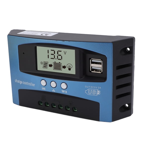 BIMZUC 50A MPPT Solar Panel Controller 12V/24V Auto Adaptation Dual USB Port DC Rechargeable Regulator for Lithium Battery Smart Home Renewable Energy