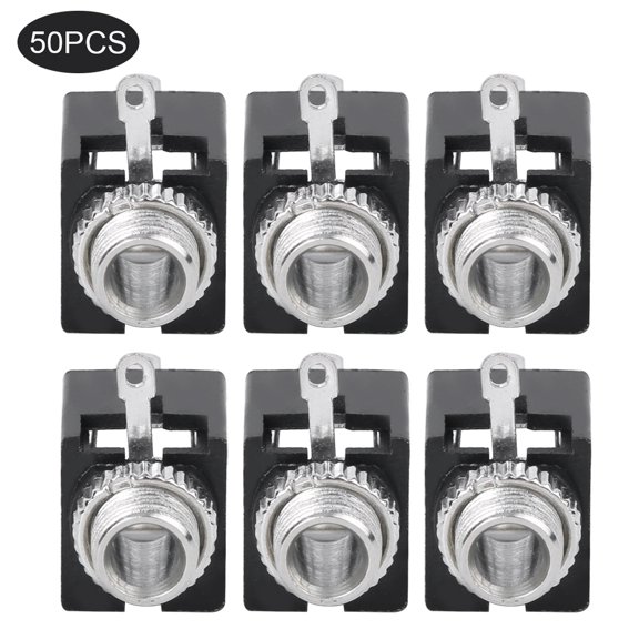 BIMZUC 50PCs Audio Socket Plug Adapter Terminals Electrical Accessory DIP 3.5 mm / 0.14 inches Pin with Nut for Bluetooth Headset Mobile Phone Intercom Digital Equipment Replacement PJ-301M