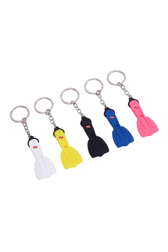 5PCS Diving Flipper Keychain Silicone Decorative Backpack Scuba Keepsake Key Ring for Party Favors (6.3 inches / 16 cm)