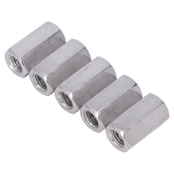 BIMZUC 5PCS Hex Coupling Nuts 304 Stainless Steel Metric Fine Thread Screws Studs Connection Nut 1.41 inches / 36 mm