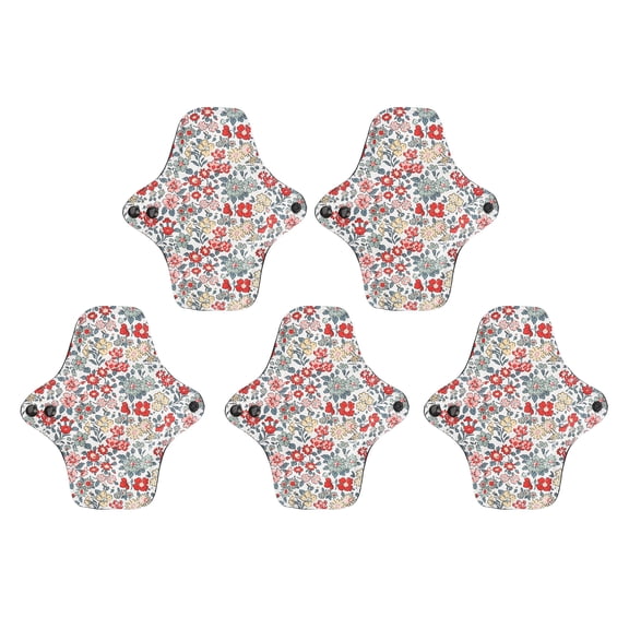 BIMZUC 5Pcs Reusable Feminine Pads Washable Cotton Breathable Skin Friendly L Size 7.9x11.8 inches / 20x30 cm