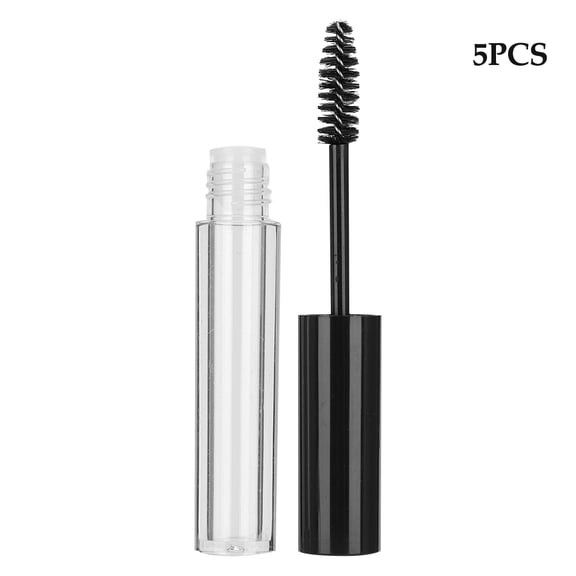 BIMZUC 5pcs Empty Eyelashes Growth Oil Tube Container Mascara Dispenser Bottle 3ml / 0.1 oz, Translucent Plastic Refillable Travel Bottles for DIY Cosmetics Makeup Samples