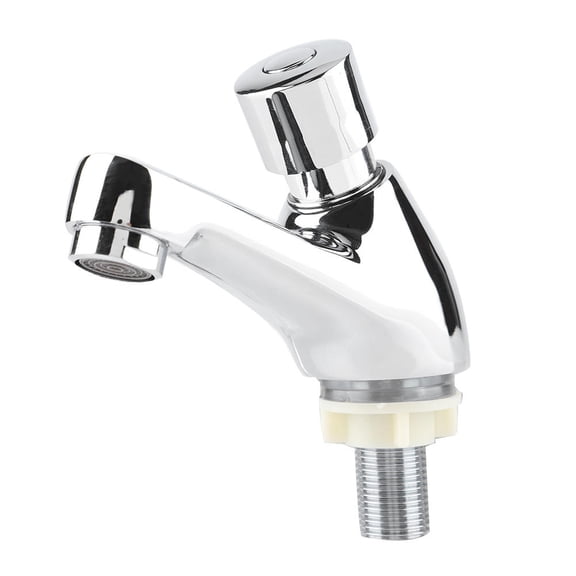 BIMZUC 6.3" ChromePlated SelfClosing Basin Faucet Brass Core, 46s Delay, Easy Install, WaterSaving Design
