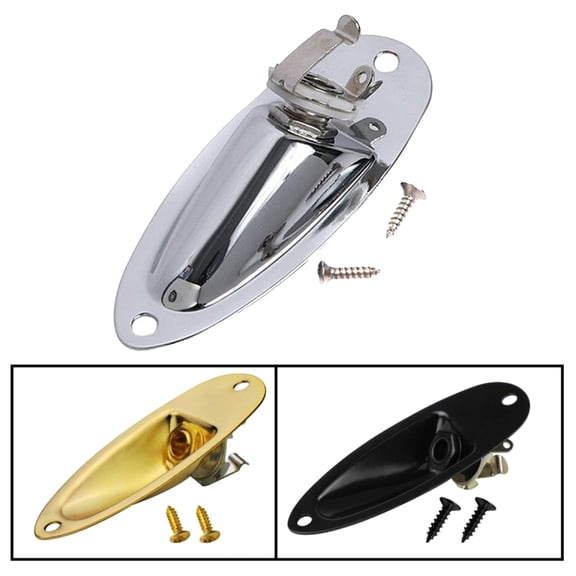BIMZUC 6.35mm Electric Guitar and Bass Pickup Jack Boat Style Portable Output Socket Replacement Part with Mounting Screws Silver (3.15 inches / 8 cm)
