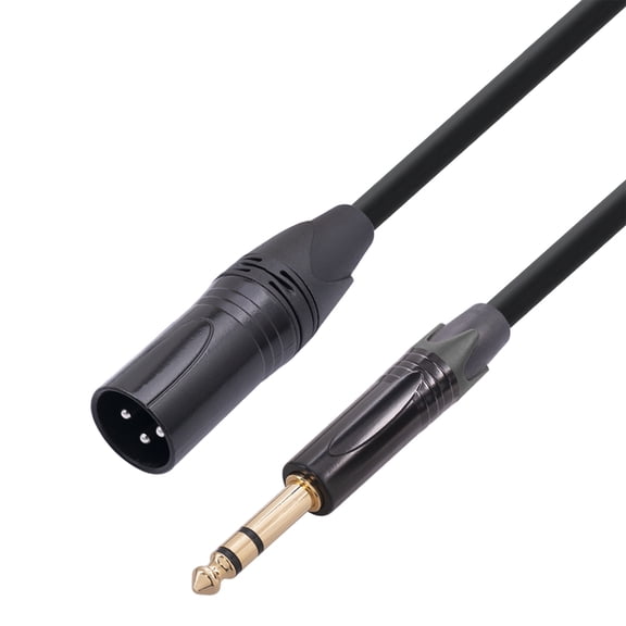 BIMZUC 6.35mm TRS to XLR Male Audio Interconnect Cable 5.9ft / 1.8m Balanced Microphone Patch Cord with Zinc Alloy Shell and Gold-Plated Plugs for Mixer Speaker, Plug and Play Black