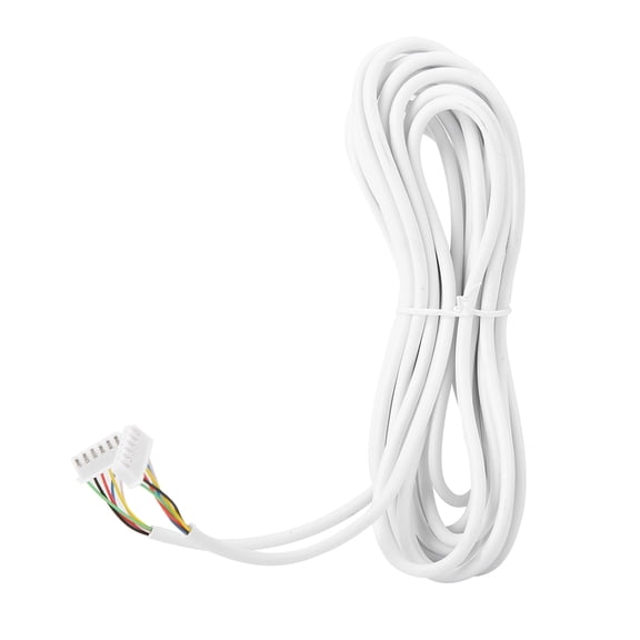 BIMZUC 6-Core 16.4 ft / 5 m Round Flexible Copper Cable for Video Door Phone System, 0.3 mm Diameter White PVC Insulated Intercom Cord with Pre-connected Connectors for Stable Transmission
