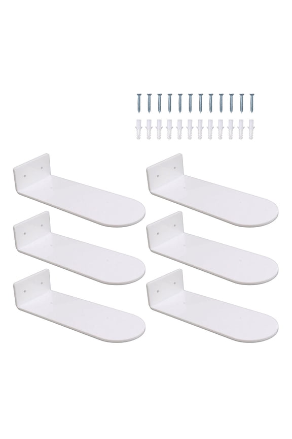 6-Pack Floating Acrylic Shoe Shelves – 7.9” Length, 2 Shoes per Shelf, Transparent Display, Easy Install, White