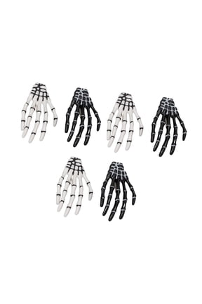 6 Pcs Halloween Skeleton Hands Bone Hair Clips Punk Rock Horror Claws Skull Hand Hairpins for Women Girls, Black and White (4.72 inches / 12 cm)