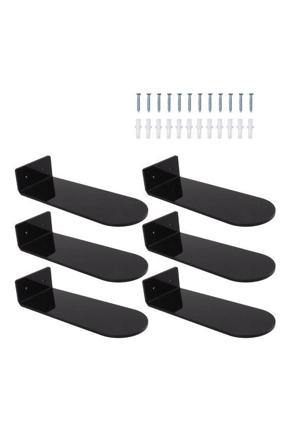 6‑Piece Floating Acrylic Shoe Shelves – 7.9” Length, 2 Shoes per Shelf, Transparent Display for Sneakers, Basketball, Football – Black