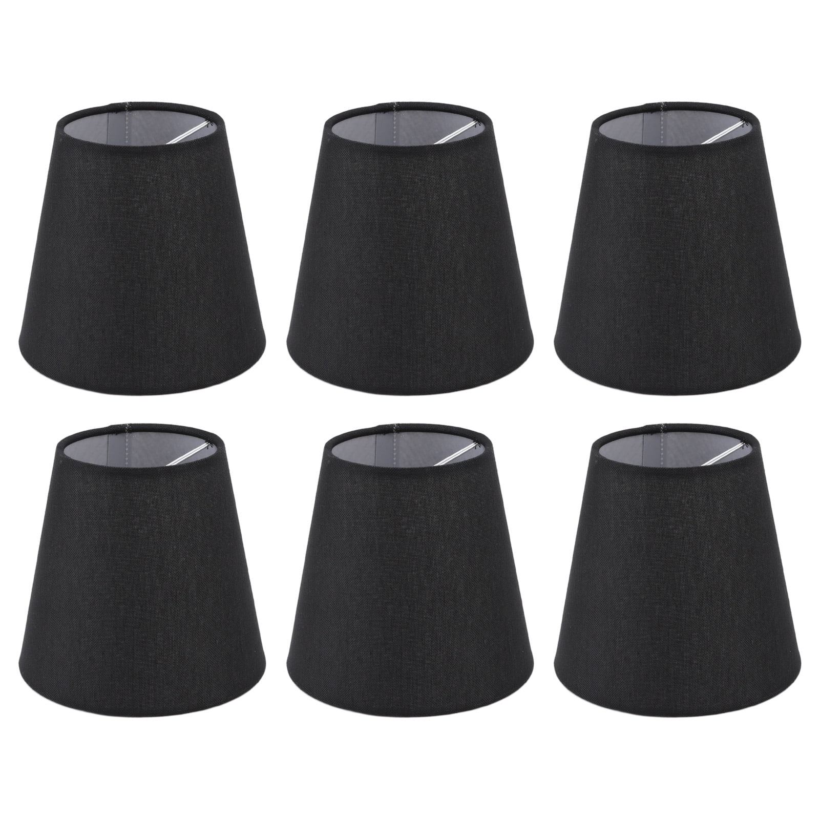 BIMZUC 6 Pieces Black Fabric Lamp Shades Modern Simple Style Iron Small Lampshade for E14 Bulb Table Lamp Floor Lamp Chandelier Wall Light Home Decoration Replacement Shades