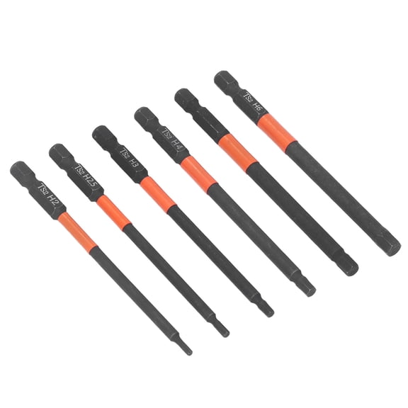 BIMZUC 6 Pieces Electric Impact Driver Cross Drill Bit Set, Strong Magnetic Black 1/4 inch Hex Shank Screwdriver Bits Kit, 4.33 inches / 11 cm