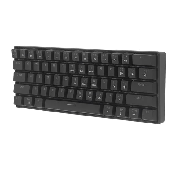 BIMZUC 61-Key Mechanical Gaming Keyboard with Red Switches, Portable LED Backlit Mini Wired Type-C Computer Keyboard for PC Mac Laptop, Black (13.39 inches / 34 cm)