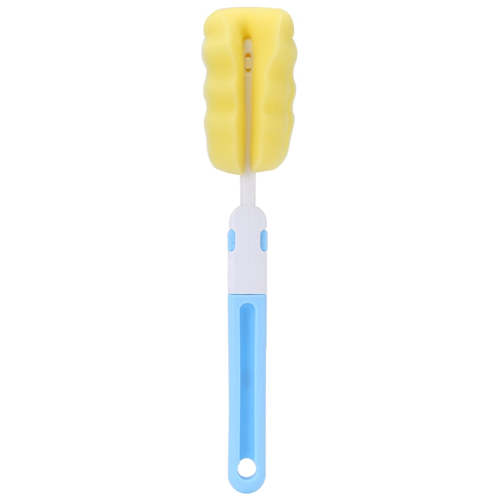 BIMZUC 6Pcs Baby Bottle and Nipple Brush Cleaning Kit, Flexible Rotating Sponge Head, Includes Straw Cleaners, Non-Slip Handle for Bottles and Cups, Blue (11.6 inches / 29.5 cm)