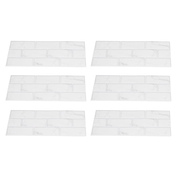 BIMZUC 6Pcs Innovative Tiles Sticker Brick Pattern Wall Decal Sticker White Marble Peel and Stick Stair Riser Decals for Home Living Room Decor (5.91 inches / 15 cm x 11.81 inches / 30 cm)