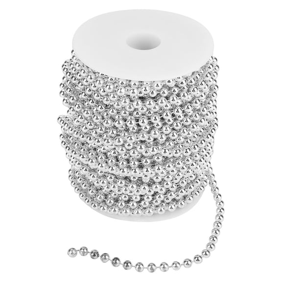 BIMZUC 6mm Electroplating Pearl Wire Beads Garland String DIY Wedding Decoration 25m/Roll (Silver)