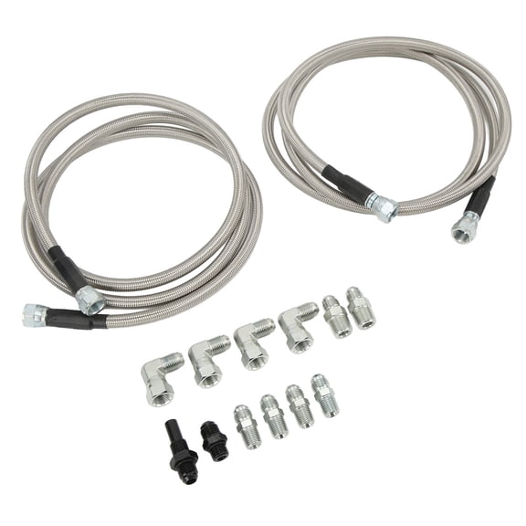 BIMZUC 70 Inches Transmission Cooler Hose Line Kit with Adapters, Stainless Steel Flexible Braided Replacement for Chevy Cars and Trucks, Fits GM 1996 & Newer 4L80E 700R4 Ford C4 C6 AOD