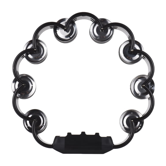 BIMZUC 8.3 Inches (21 cm) Handheld Tambourine Double Row Metal Jingles Percussion Instrument for Adults Home School Party Bands Orchestras Black Frame Color