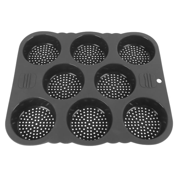 BIMZUC 8Cavity Silicone Hamburger Bun Mold  HeatResistant, NonStick, EasyRelease Baking Pan for Oven & Microwave