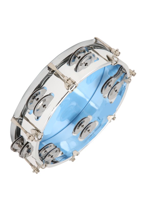 8 Inch / 20.3 cm Double Row Handheld Tambourine with Adjustable Tone Jingle Bells Percussion Instrument Blue