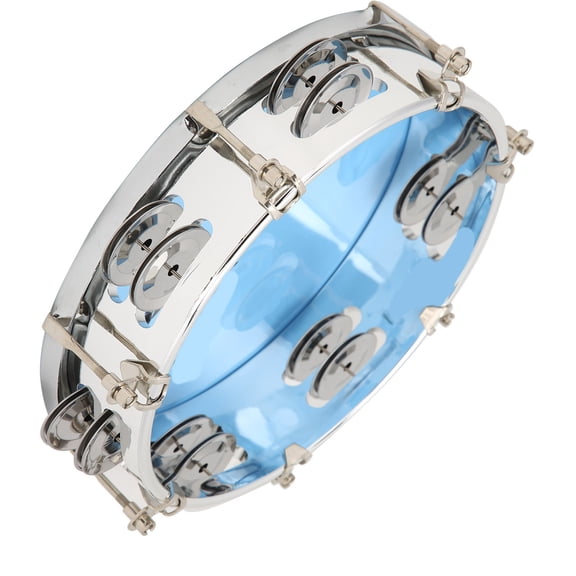 BIMZUC 8 Inch / 20.3 cm Double Row Handheld Tambourine with Adjustable Tone Jingle Bells Percussion Instrument Blue