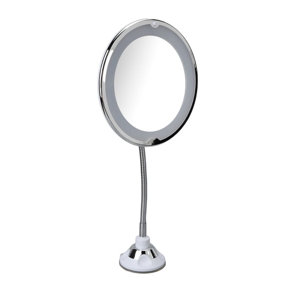 BIMZUC 8 Inch Suction Cup Makeup Mirror 10X Magnification with 21 LED White Lights, Portable Cordless Cosmetic Vanity Face Mirror for Bathroom and Travel (20.3 cm)