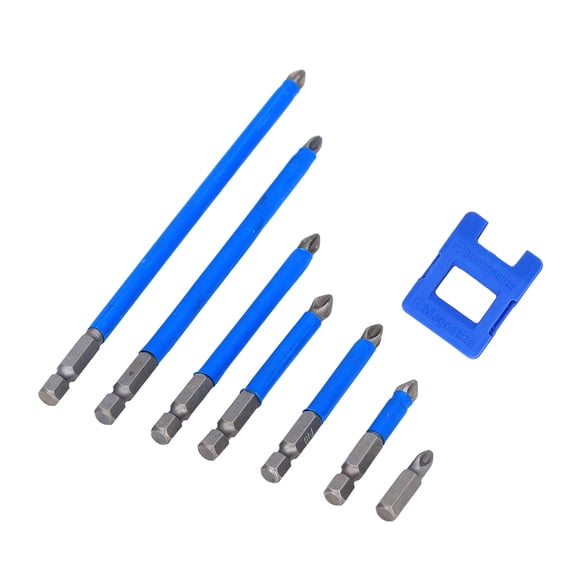 BIMZUC 8-Piece Set Cross Screwdriver Bit PH2 Magnetic Electric Drill Bits with Magnetizer Heavy Duty Alloy Steel Repair Tools for Auto Home Toys Hardware 5.9 inches / 150 mm Length